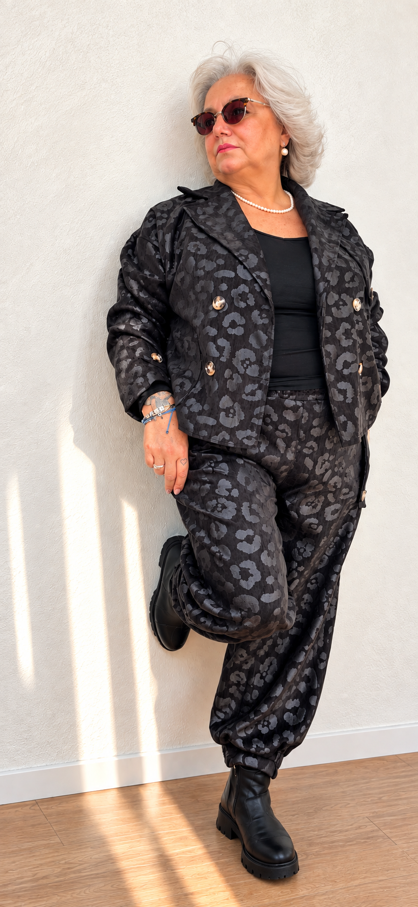 Pantalone Animalier nero