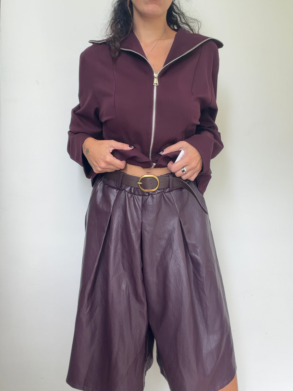 Bermuda Bordeaux pelle