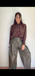 Pantalone Oliva ecopelle